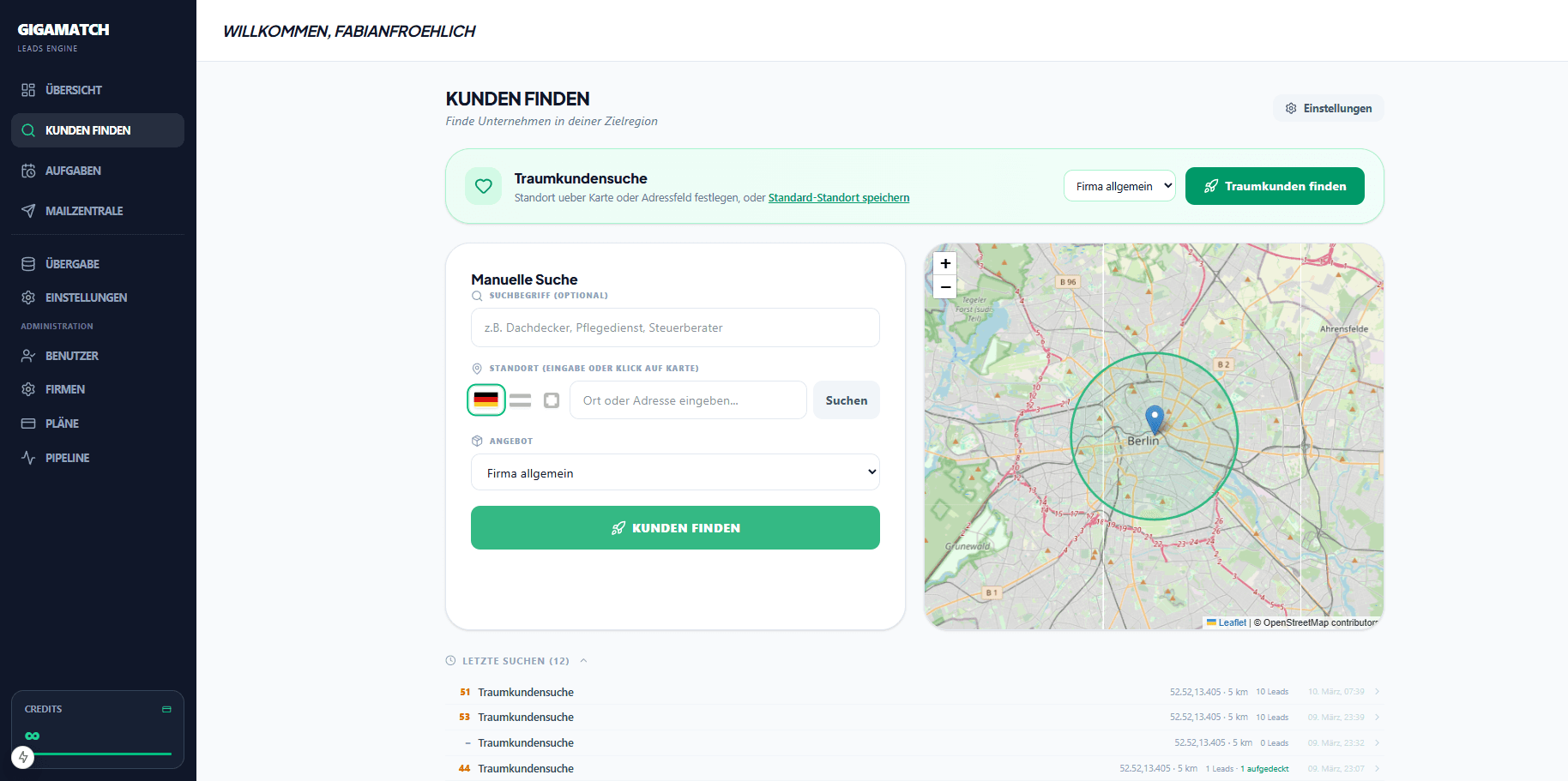 gigamatch Leads Engine Interface